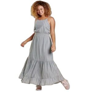 Toad&Co Blue and White Striped Maxi Dress